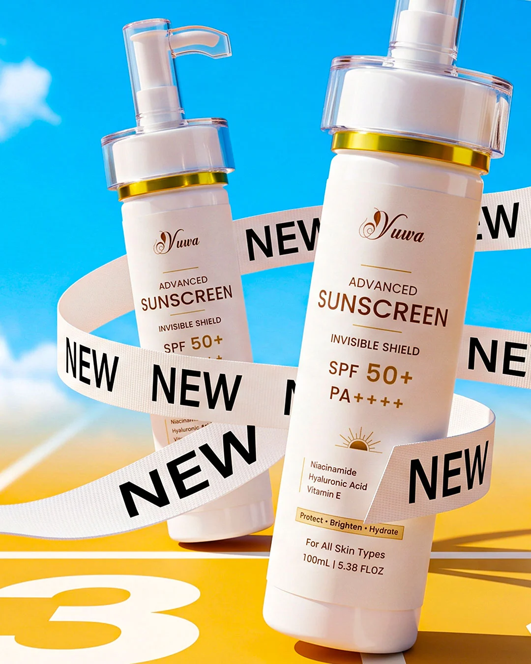 Yuwa Advanced SPF 50+ PA++++ Gel Sunscreen 100ml (Pack of 2)